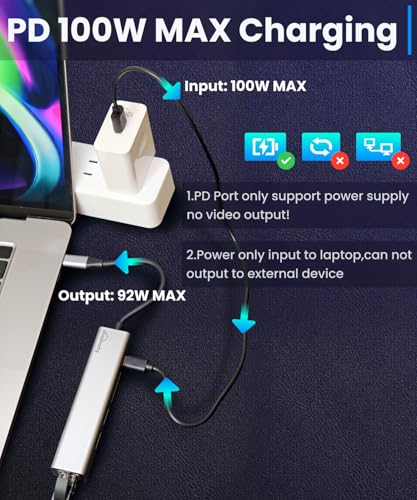 Image of USB-C Ethernet Adapter with 100W Charging Port & Multiport Hub - Gigabit Ethernet Adapter, 5GB USB 3.0, SD /FT for Laptops, MacBooks, Chromebooks & More