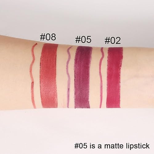 Miniatura 4 de Kaely Kit de delineador de labios y lápiz labial 2 en 1 morado ciruela para mujer, kit de labios mate con delineador de labios, manchas de labios de