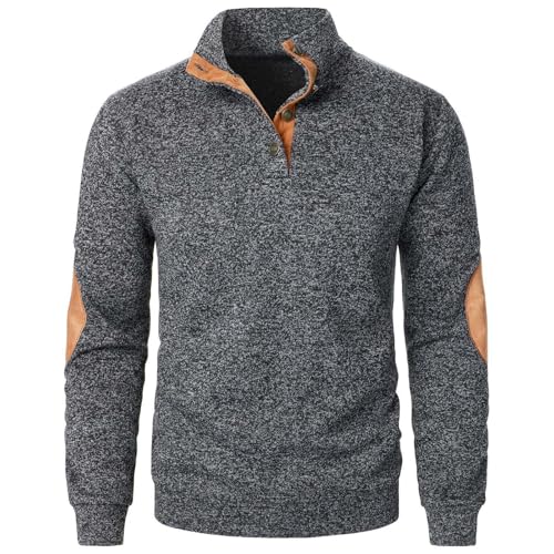 Men's Quarter Button Pullover Casual Button Down Stand Collar Sweatshirts Long Sleeve Henley Pullover Sweater4