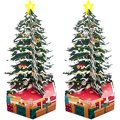 Aofentop Christmas Cards 3D Christmas Cards Pack of 2 Christmas Greeting Cards Christmas Postcard Christmas Decoration Christmas Tree New Year Card Cover