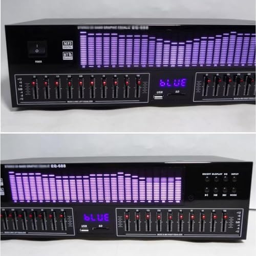 Ecualizador gráfico Hi-Fi, analizador de espectro de 20 bandas, con control remoto y pantalla LED de espectro, 15 estilos dinámicos, para estudio de grabación miniatura 7