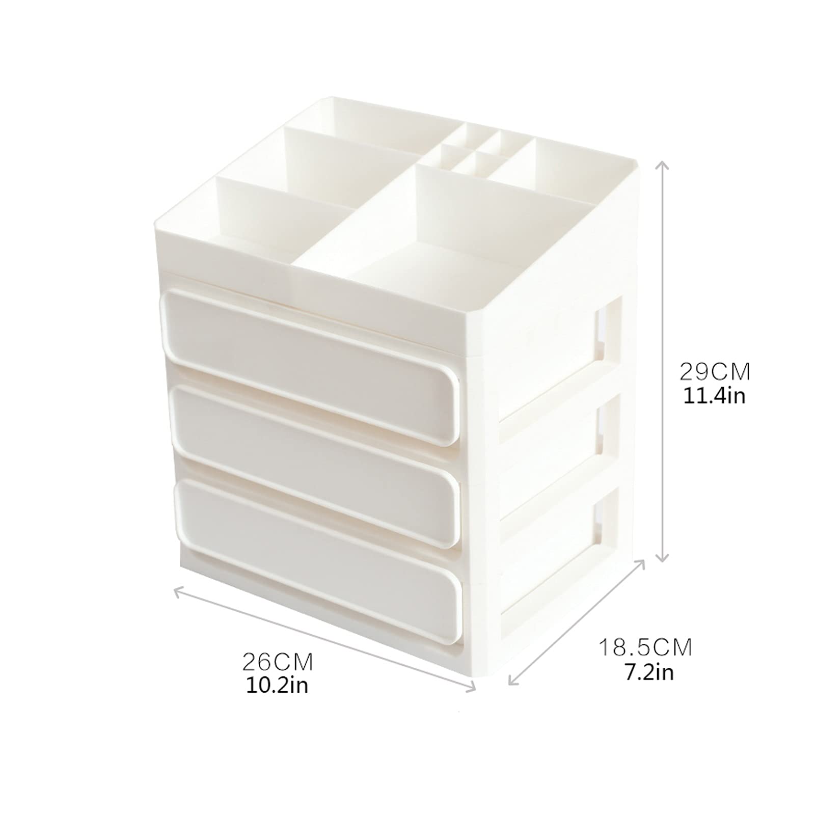 Boîte de rangement de bureau Boîte de rangement de bureau de bureau de salle de bains avec 3 tiroirs en plastique empilable de type plastique Cosmétiques Boîte de rangement Organisateur De Bureau En B