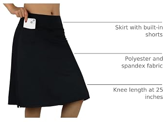 Knee Length Skorts Skirts for Women with Pockets Midi Skirt with Built-in Shorts Golf Tennis Skirt for Casual