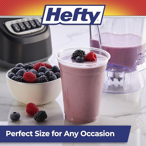 Image of Hefty Party Perfect Clear Plastic Cups, Large Clear Party Cups for Easy Cleanup and Large Gatherings, Recyclable, 18 Ounce, 28 Count