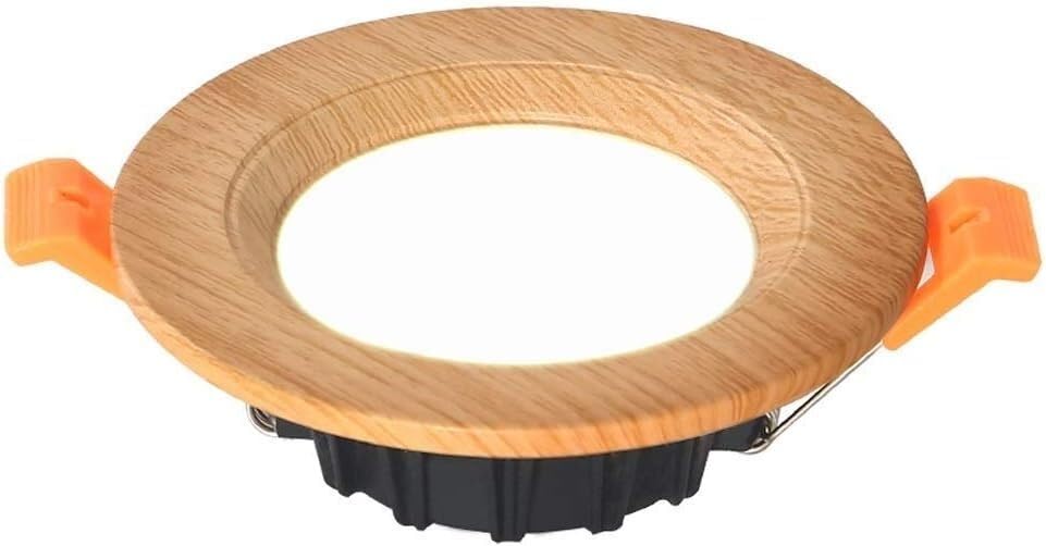 CHLcclYK 5W empotrable ultradelgado de madera maciza Downlight hogar dormitorio madera ahorro de energía LED techo lámpara de techo comercial integrada Focos de tubo