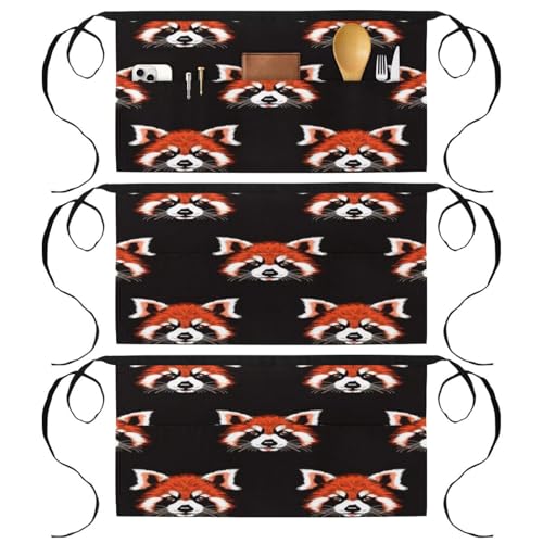 Demi-tablier pour cuisine et travail à motif mignon panda rouge