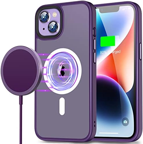 YLLZI [2 in 1] Magnetic Case with Charger Designed for iPhone 14 Plus, Compatible with MagSafe, Military-Grade Drop Protection, Slim Phone Case for 14 Plus-6.7 inch, Deep Purple
