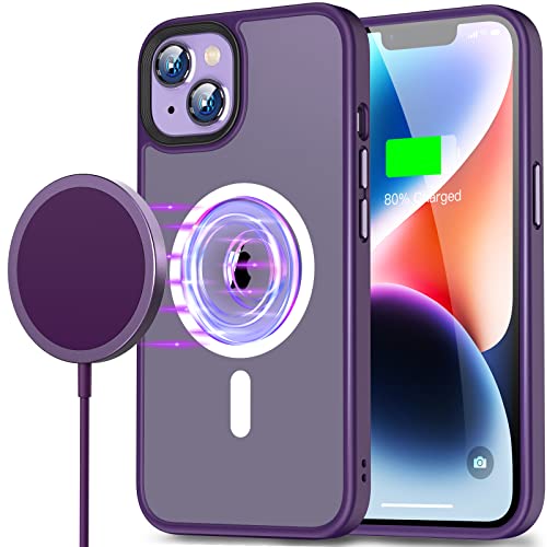 Yllzi [2 In 1] Magnetic Case With Charger Designed For Iphone 14 Plus, Compatible With Magsafe, Military-Grade Drop Protection, Slim Phone Case For 14 Plus-6.7 Inch, Deep Purple #TOP5