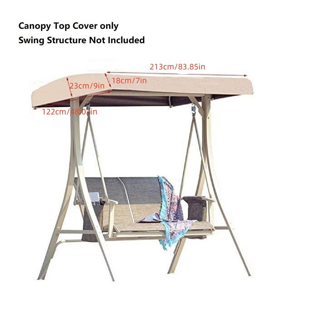3-Sitzer-Abdeckung für Veranda-Schaukel, wasserdichtes Oxford-Gewebe, Markisen-Ersatz für Terrassenbank, Schaukelstuhl, Beige (210,8 x 121,9 cm) – Schattenlösung