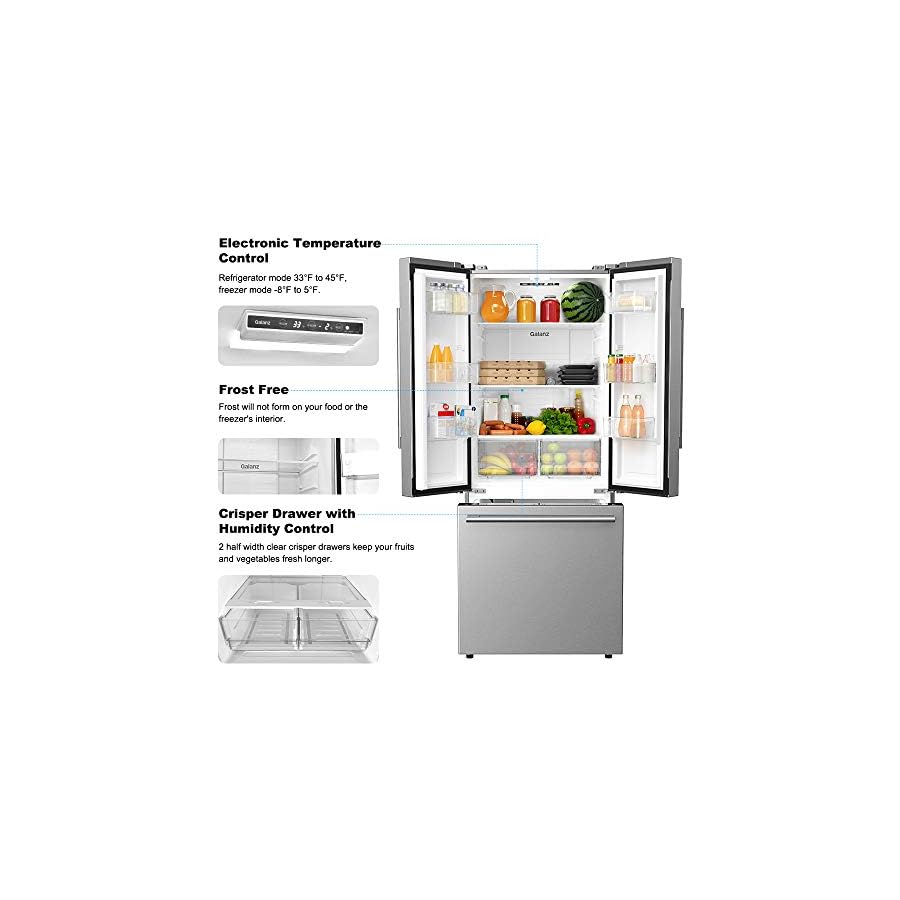 Galanz GLR16FS2K16 3 French Door Refrigerator with Bottom Freezer
