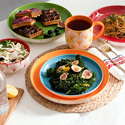 Dowan Ceramic Dinnerware Set, Service For 4, 16-Piece Dish Set, Colorful Dinner Plates, Dessert Plates, Coffee Mugs And Soup Cereal Bowls Set For Home Kitchen Decor, Housewarming Gift #TOP4