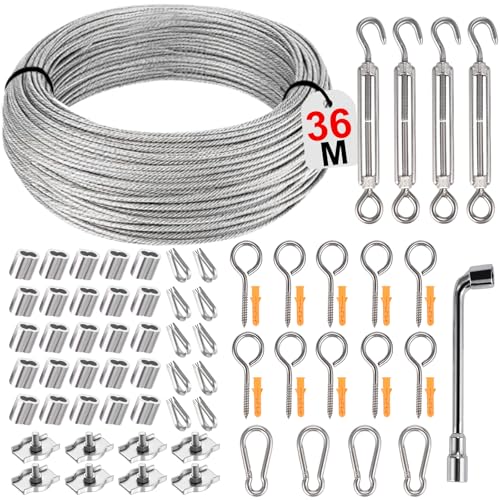 Philtool 73Pcs Drahtseil Kit, 36M Edelstahl Drahtseil 3mm...