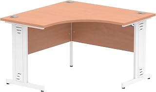 OPO Impulse Freestanding 1200mm Corner Desk Silver Cable Managed Leg | Sturdy Build Weather & Heat Resistant Melamine Finish Desk Maple Silver