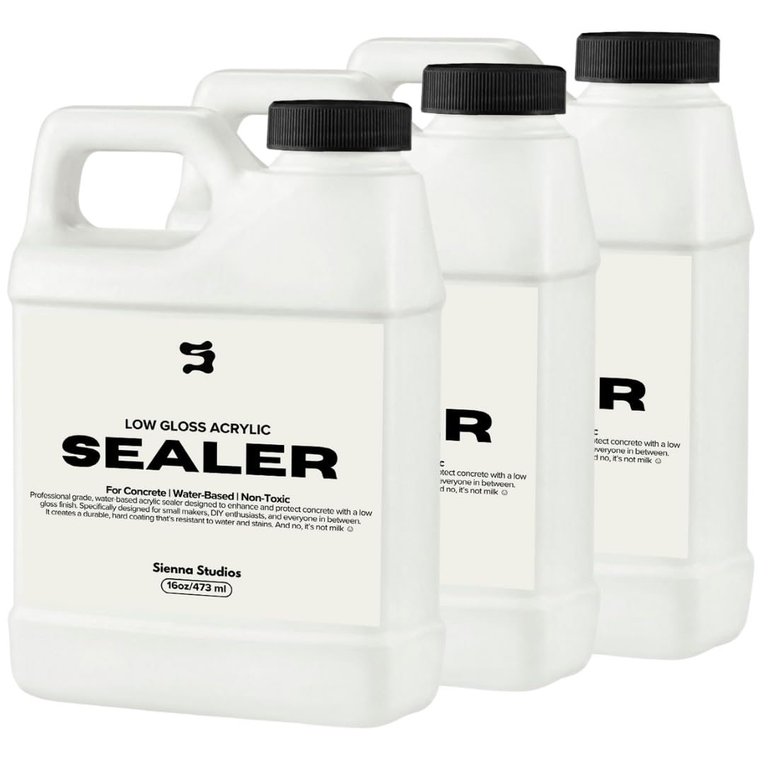Acrylic Sealer for Concrete & Cement Crafts – Low Gloss, Non-Toxic, Water Resistant, Food Safe – Compatible with Jesmonite – 16 oz (48oz)
