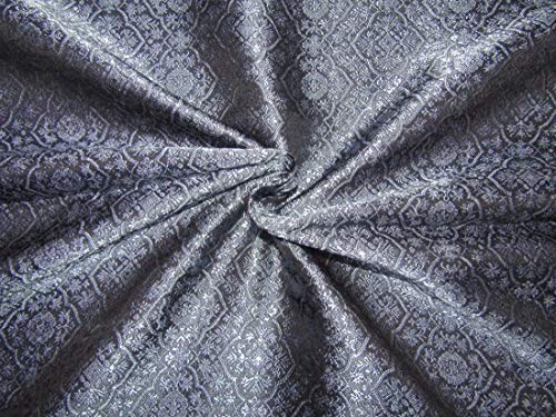 Tissu en brocart de soie bleu BRO227, étoffe de luxe pour haute couture