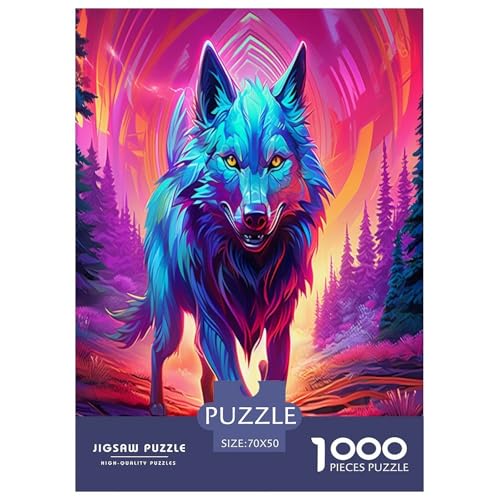 Rompecabezas de lobo 1000 piezas de 70x50cm, reto mental creativo de arte