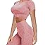 01n Short Sleeve Workout Set - Pink