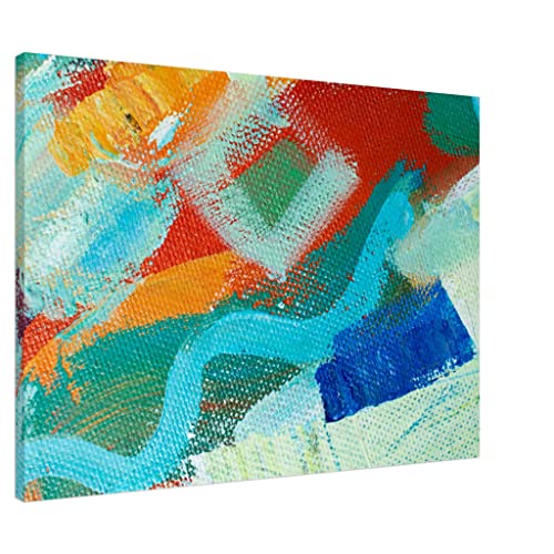 Art mural abstrait écouvillon multicolore : grand tableau déco 70x100