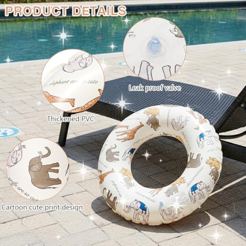 Image of Proberos Swimming Tube for Kids Age 3-6, PVC Inflatable Swimming Ring with Animal Print Design, Lightweight Floating Tube for Kids, Summer Pool, 22-50 CM