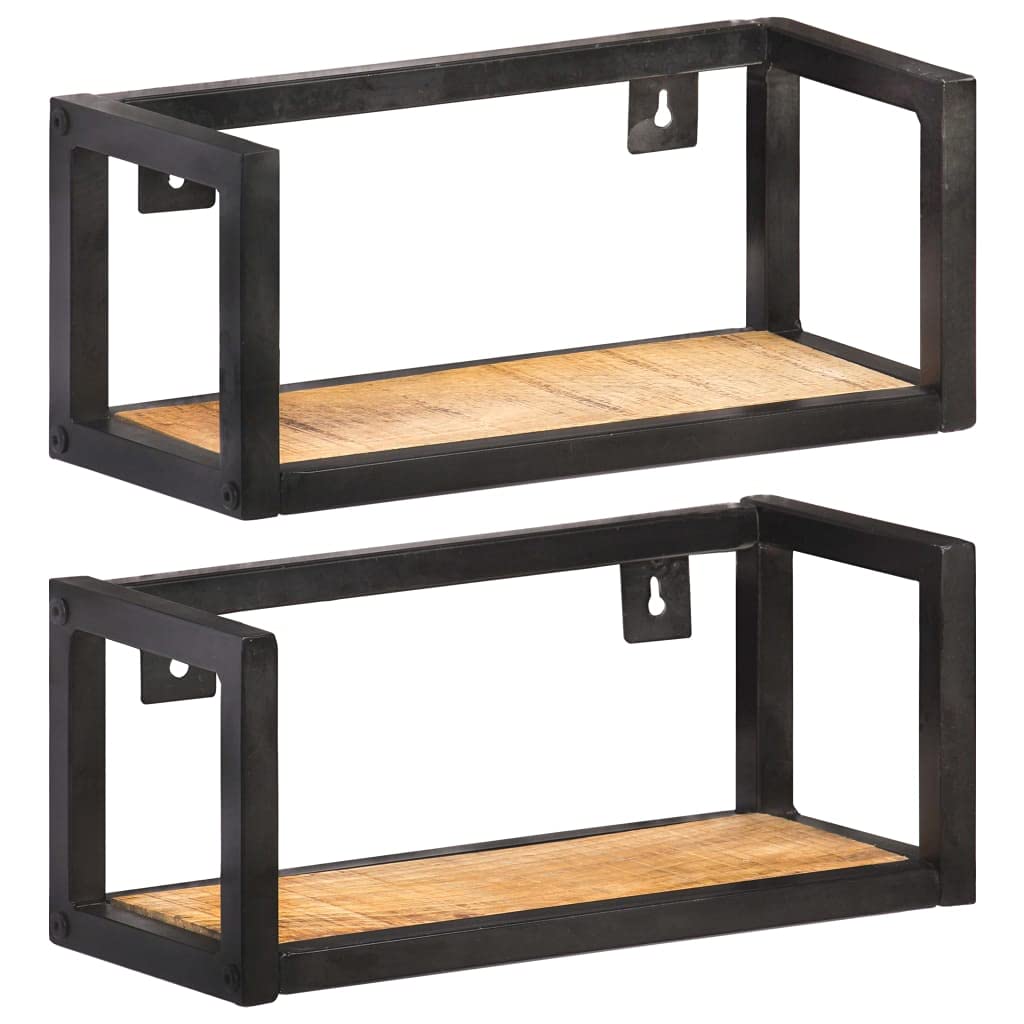 Étagère murale robuste en fer et manguier pour rangement