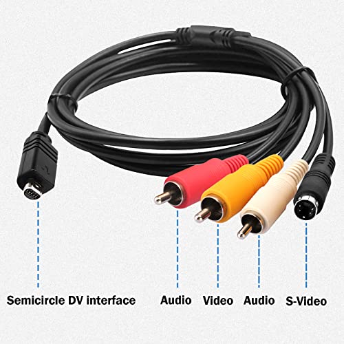 Kacebela Av A/V Audio Video Rca S-Video Cable Cord - Tv-Out Cable Vmc15Fs Handycam Audio Video Cable, Compatible With Sony Handycam Minidv Camcorder With 10-Pin Output Connector [5Feet] #TOP2