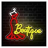 Hängende Kunst Leuchtreklamen „Boutique“-Neonreklame Mit Dimmbarer LED-Beleuchtung Für Damenbekleidungsgeschäfte, Schlafzimmer, Geschäftsräume, Wanddekoration, 35x30.8cm