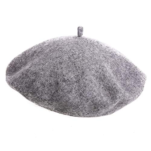 Bonaweite French Wool Berets Hat Classic Fashion Warm Beanie Cap For Girls Light Grey #TOP1