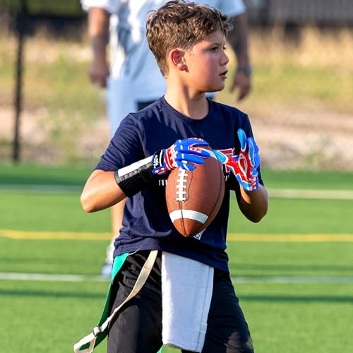 Alytree Football Gloves Youth Boys 8-12, Kids Football Receiver Gloves with Super Sticky & Non-Slip Grip, for Best Game Experience, Blue
