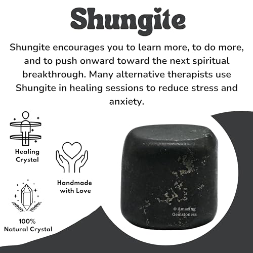 Image of Crystal Heaven Certified Shungite Healing Tumbled Stone,Natural Polished Crystals For Diy Crafts,Manifestation,Meditation,Pooja Feng Shui And Reiki Healing(30 Grams)