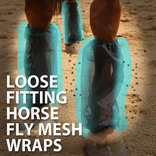 Image of Universal Size Horse Leggings Fine Mesh Horse Fly Boots Greatly Reduce Stomping Breathable Horse Boots Leg Wraps (Set of 4) Black