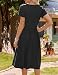 Hotouch Kleid Damen Kleider Kurzarm Sommerkleid Rundhals Freizeit Kleid Einfarbig Strandkleid A-Linie Midi Kleider mit Tasche Schwarz XL