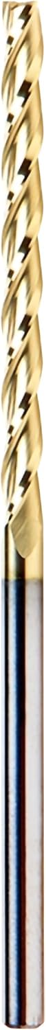 Amana Tool CNC Router Bits for 2D/3D Carving Flat Bottom, ZrN Coated, 46299, 0.10 Deg Angle x 1/8 Dia x 1-1/2 x 1/8 Shank x 3 Inch Long x 3 Flute
