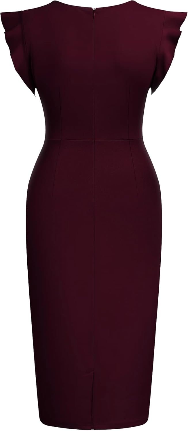 Miusol Women's Business Retro Ruffles Slim Cocktail Pencil Dress - Image 5