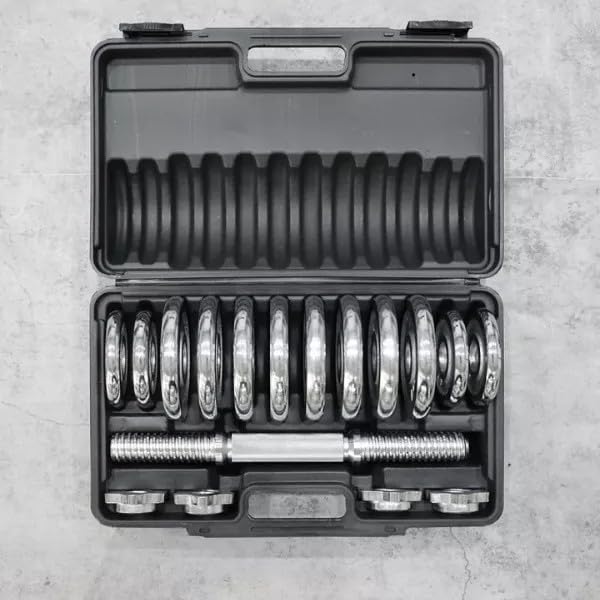InTheMarket - 15kg Chrome Dumbbell Set – Adjustable Free Weights for Strength Training & Home Gym – Durable Steel with Secure Spinlock Collars