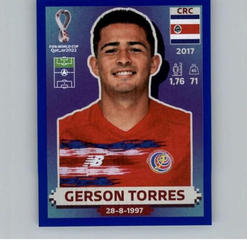 2022 Panini World Cup Qatar Stickers Blue #CRC19 Gerson Torres Costa Rica Group E Official Album Sticker (2 inch X 2.5 Inch) in Raw (NM or Better)