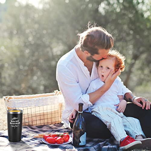 Qtencas Dad Gifts, Nacho Average Dad Stainless Steel Insulated Travel Tumbler, Fathers Day Gift For Dad To Be New Dad Papa Daddy Father Stepdad From Daughters Sons, Dad Christmas Gifts (20Oz, Black) #TOP7