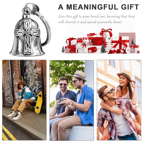 Image of vvag Motorcycle Bell Durable Guardian Angel Bell Hanger Biker Bell with Keychain Ring Motorcycle Accessories for Women