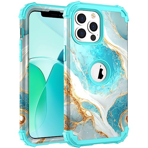 Image of Hocase for iPhone 13 Pro Max Case, Heavy Duty Shockproof Protection Soft Silicone Rubber Bumper+Hard Plastic Hybrid Protective Case for iPhone 13 Pro Max (6.7 inch) 2021 - Teal