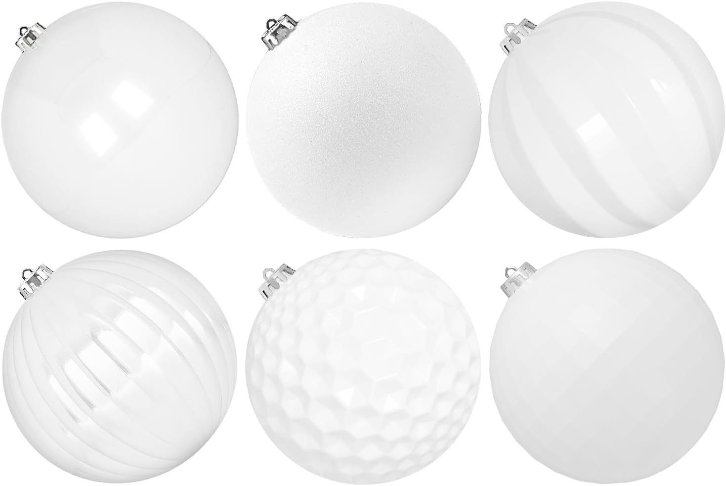 Extra Large Size Outdoor Christmas Ornaments, Oversized Huge Big Shatterproof Xmas Christmas Plastic Balls for Outside Lawn Yard Tree Hanging Decorations (6"/150mm, White, 6 Packs) White 6"/6PCS