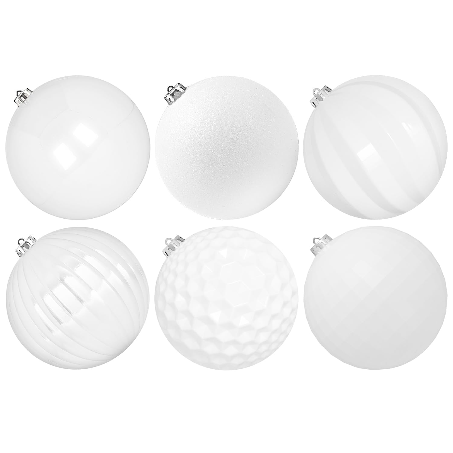 Benjia Extra Large Size Christmas Ornaments (6-Inch White Set)