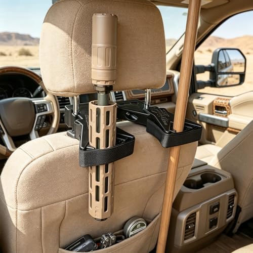 2026 Ultimate Universal Seat Back Holder Rack Adjustable Vehicle Rifle Vertical Holder Gun Sling Organizer, Auto Front Seat Organizer Shooters for Hunting Gear Rifles (A)