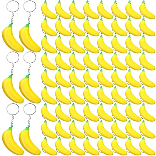 Jexine 40 Pack Banana Keychains Stress Toys Banana Stretchy Toys