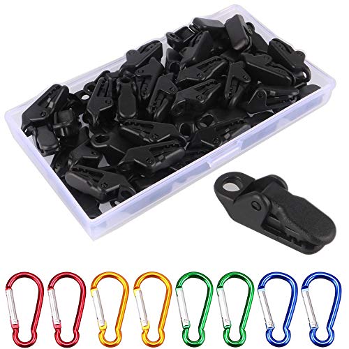 GTIWUNG 50 Stück Zelt Clips Set Plane Clips Kleine Clamp Plane Planenhalter Clips Planen-Klemmen Winddichte Markisen Clips + 8 Stück Mini Karabinerhaken Klein(4 Farbe) GTIWUNG 50 Stück Zelt Clips Set Plane Clips Kleine Clamp Plane Planenhalter Clips Planen-Klemmen Winddichte Markisen Clips + 8 Stück Mini Karabinerhaken Klein(4 Farbe)