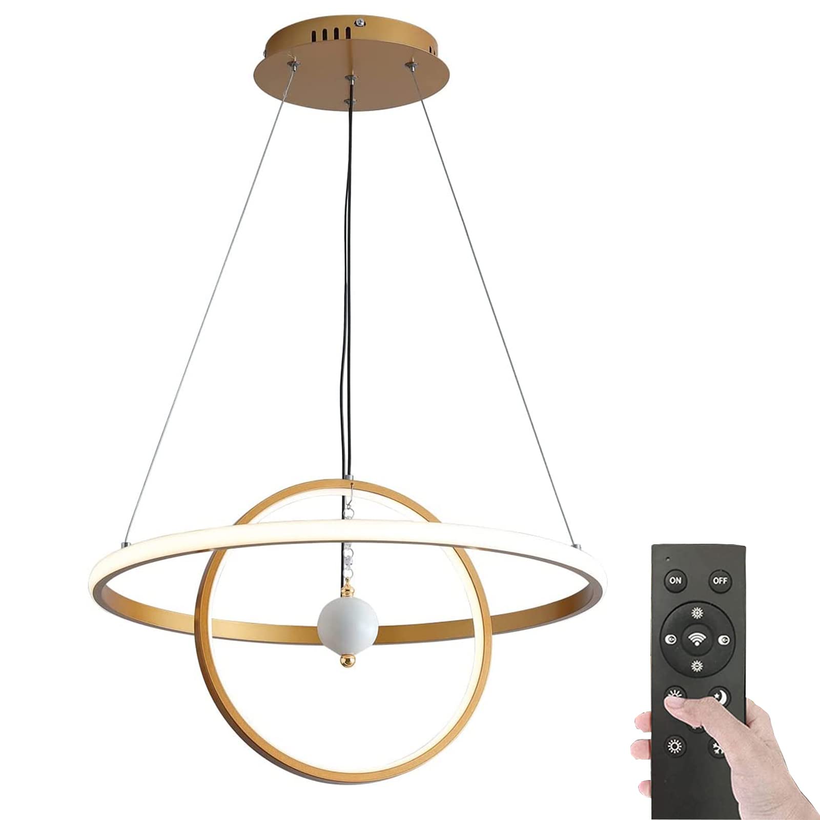 PCXEHUYP Modern LED Chandelier Pendant Light, Remote Control Dimmable Chandeliers Adjustable Ceiling Light Fixture
