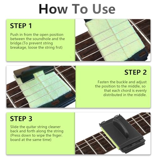 Starfa Lab 2 PCS Guitar String Cleaner,Electric Guitar Cleaning Maintenance Accessories,Fretboard Cloth for Electric Guitar, Violin, Bass, Ukulele, Musical Instrument Care