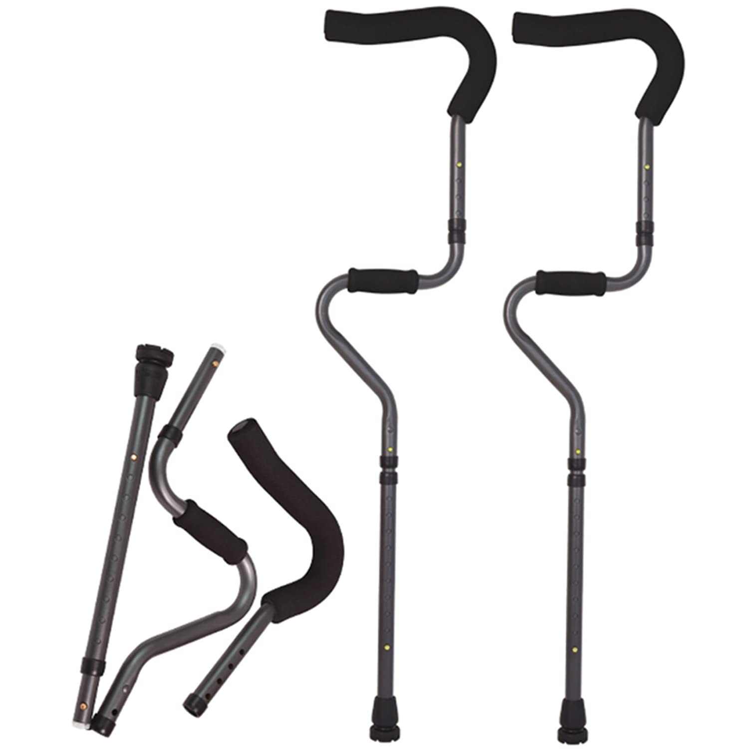 Stampelle ascellari per camminare, regolabili, pieghevoli, in alluminio, per adulti, 155-190 cm, stampelle leggere per supporto della mobilità (1 paio)