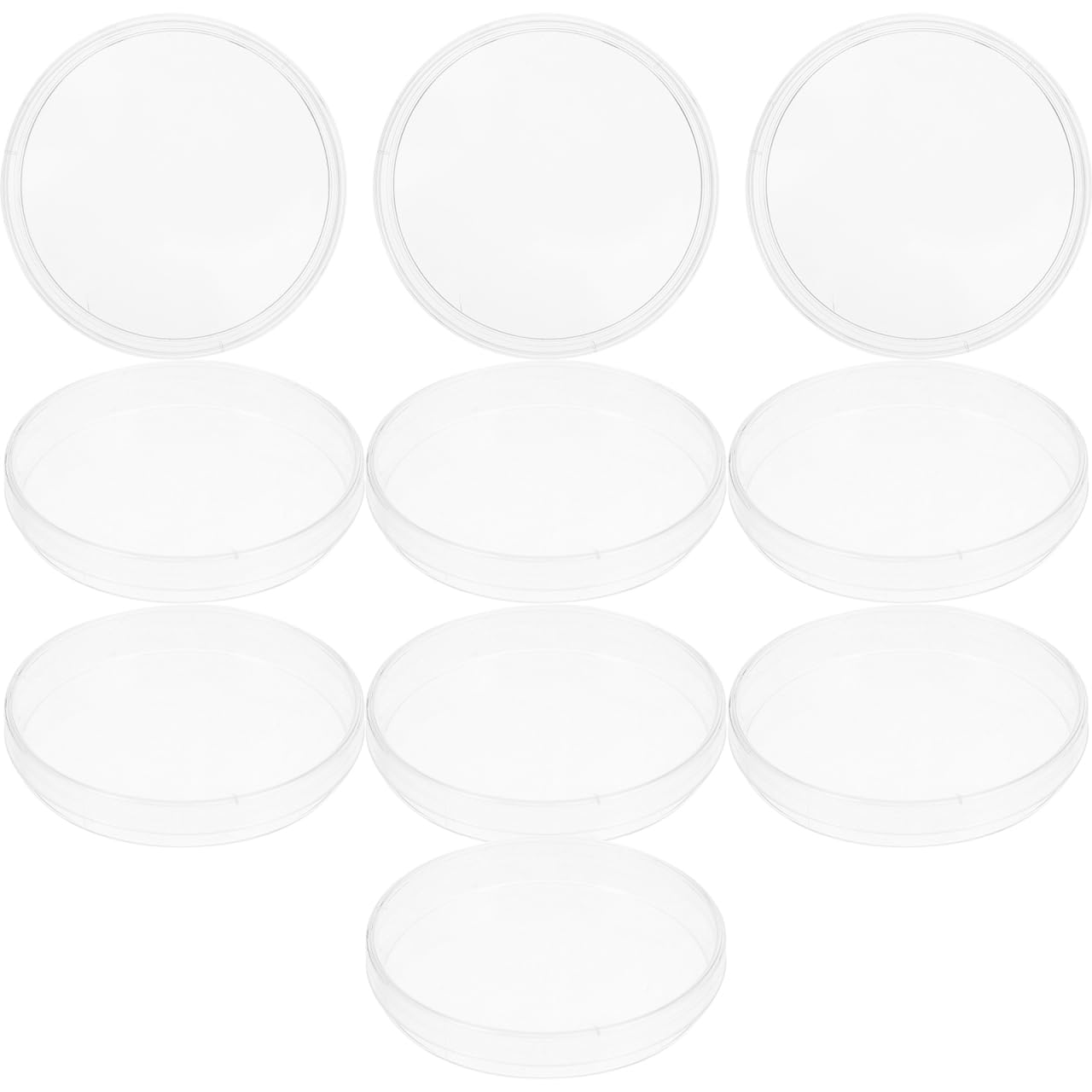 Healvian 10 Stück Kunststoff Petrischalen mit Deckel 100mm Autoklavierbar für Laboranalysen Zellkultur und Pflanzenzucht