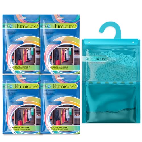Image of Humicure Moisture Absorber Dehumidifier with 1 Litre Absorption Capacity; Prevents Wardrobe, Bathroom, Kitchen and Bedroom from Mould & Fungus(Pack of 4, 400gram each, Classic) (Without Fragrance)