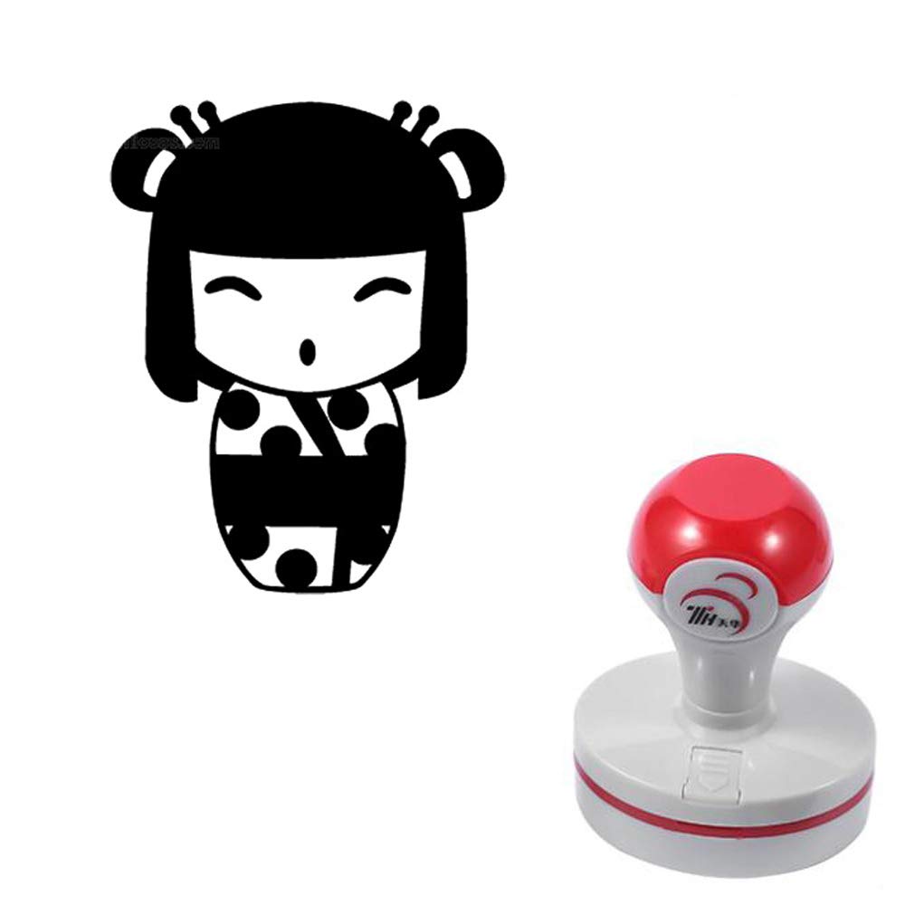 Seasonstorm Japan Kimono Girl Self-Inking Photosensitive Planner Scrapbooking Stamps for Card Making Bullet Journal Art Supplies Round 1.6 inches Black Ink