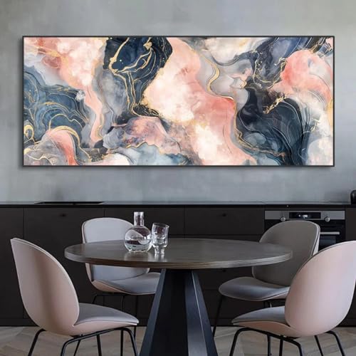 Toile murale fleurs noires et dorées 40x120cm - Affiche marbre déco salon